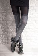 Pantyhose, cotton, over-knee socks imitation, shimmering lurex